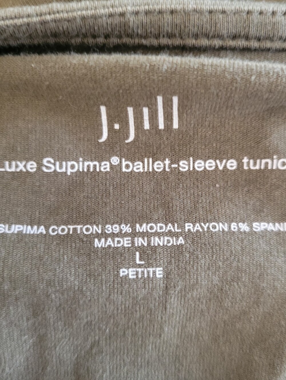 J. Jill Olive Green Ballet Sleeve Tunic Top Size Large - Picture 3 of 3